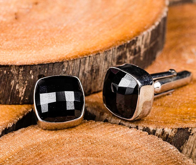 Silver Black Onyx Cufflink