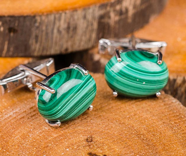 Silver Malachite Cufflink