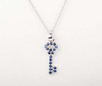 Silver Sapphire Studded Key