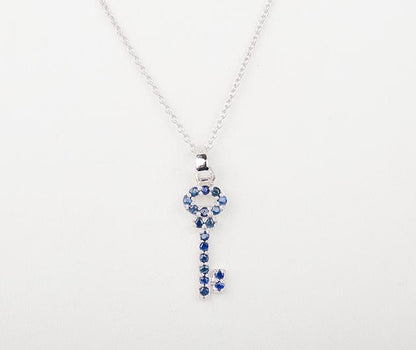Silver Sapphire Studded Key