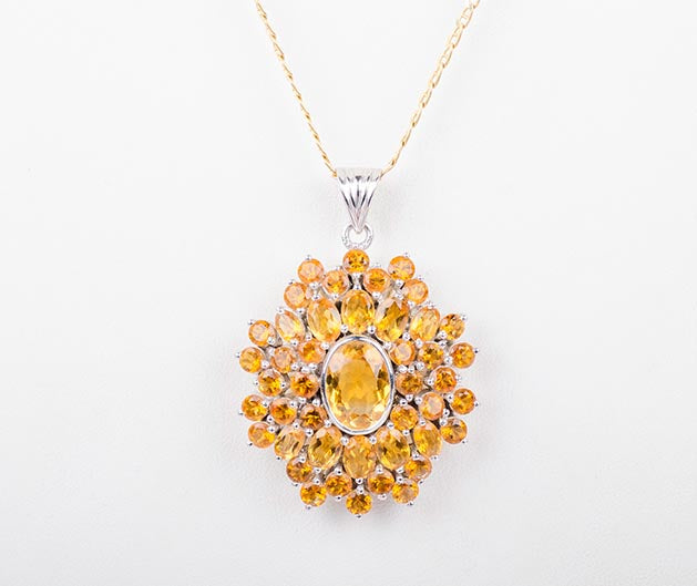 Silver Sunkissed Citrine Topaz Pendant