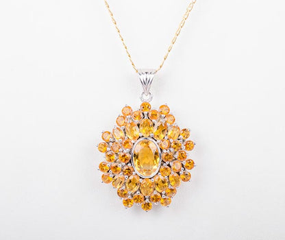 Silver Sunkissed Citrine Topaz Pendant