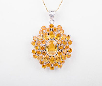 Silver Sunkissed Citrine Topaz Pendant