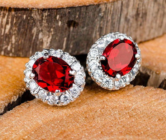 Silver Garnet Cufflink