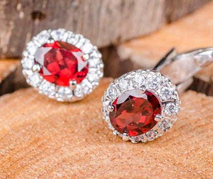 Silver Garnet Cufflink