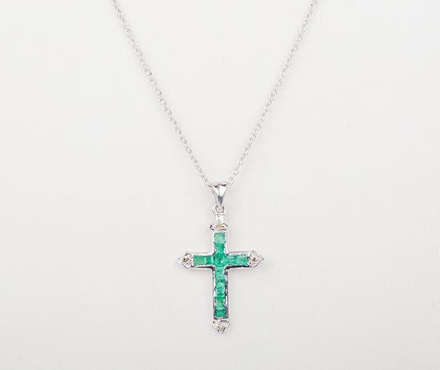 Silver Green Cross Pendant
