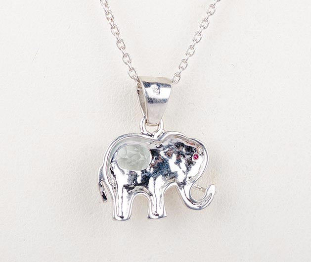 Silver Blue Elephant Pendant