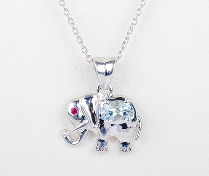 Silver Blue Elephant Pendant