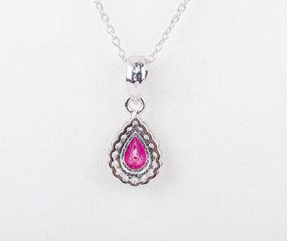 Silver Pear Ruby Pendant