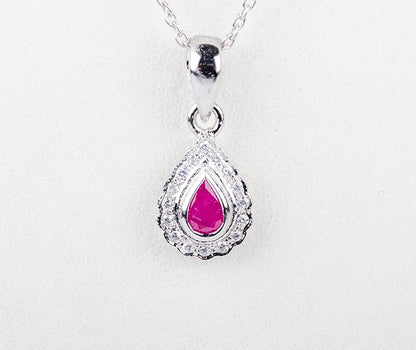 Silver Pear Ruby Pendant