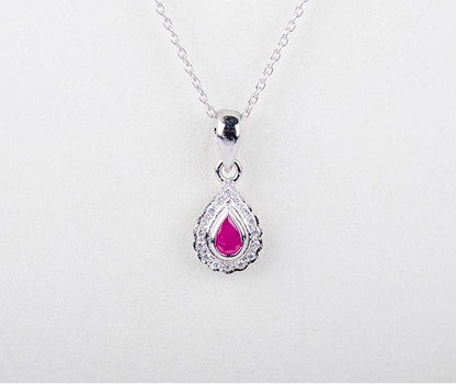 Silver Pear Ruby Pendant