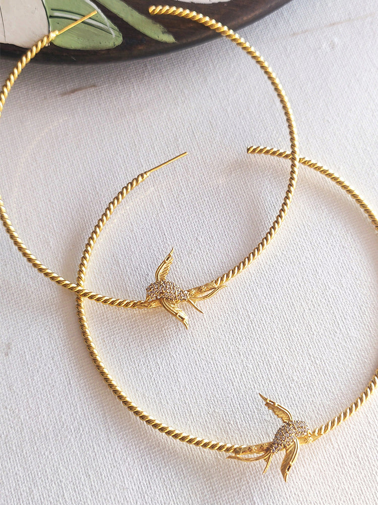 Holy Dove Earring in White Gold Tone